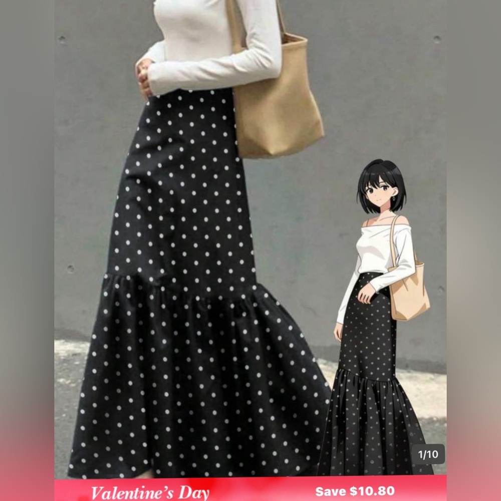 Polka Dot Black Skirt